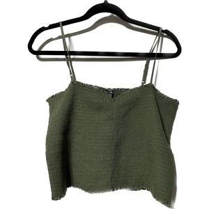 Aerie green smocked tank‎ top Size L NWT
